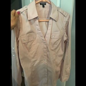 New Express tan button down blouse